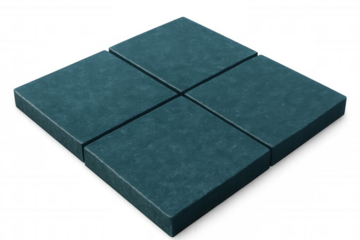 Dark teal square tiles arranged geometrically, creating minimalist pattern with clean lines, transparent background enabling seamless architectural design integration