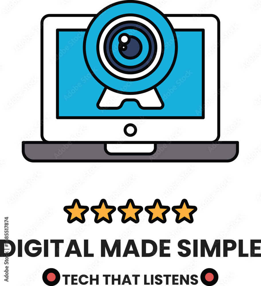 Canvas Prints a laptop with a camera on it and the words digital made simple