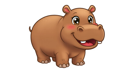 Cheerful Hippo: A charming illustration of a friendly, smiling hippopotamus, radiating warmth and playfulness. 