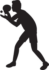 Badminton Player Holding Racket Silhouette Vector