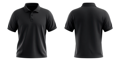 Front and back view of a dark gray polo shirt (1)