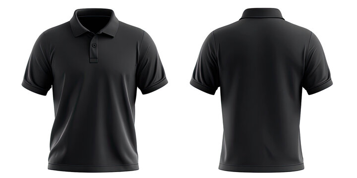Front and back view of a dark gray polo shirt (1)