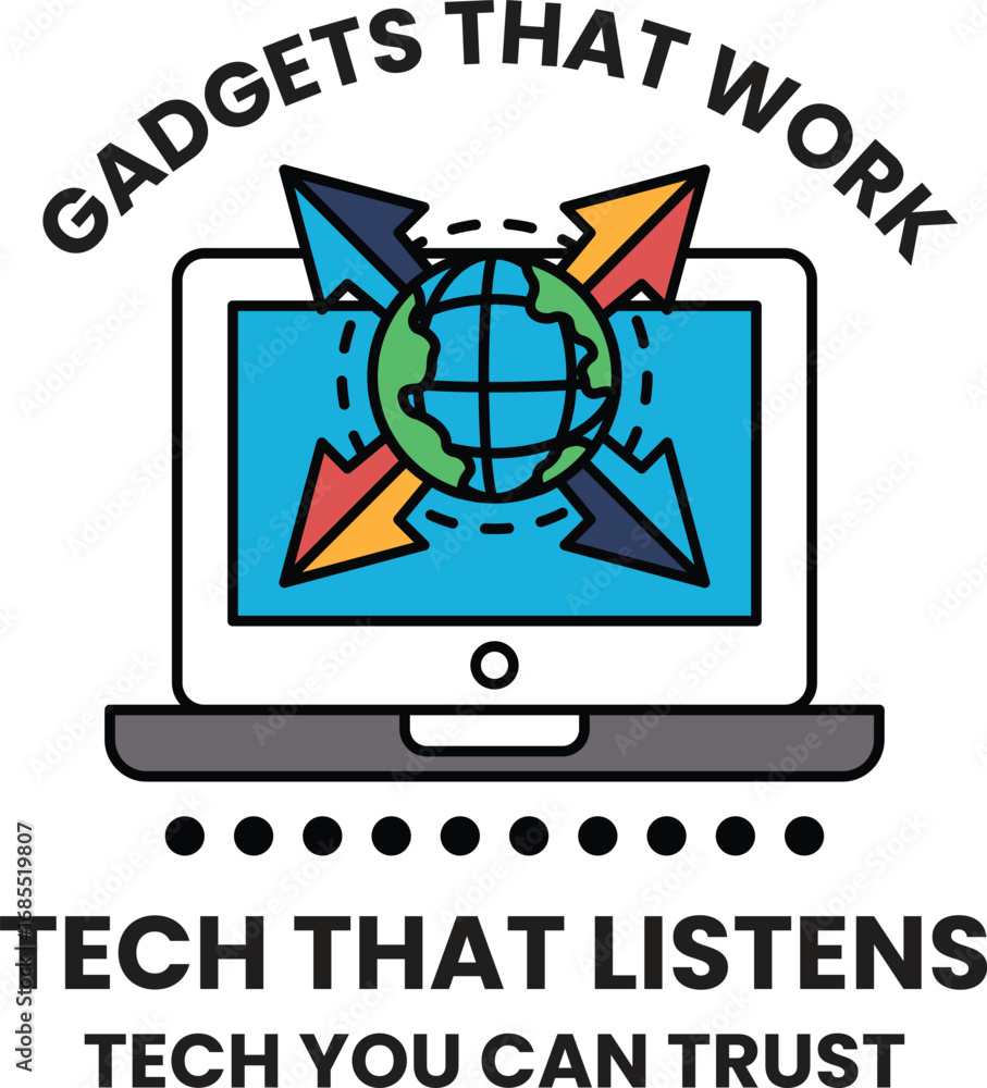 Aufkleber a laptop with a globe on it and the words 