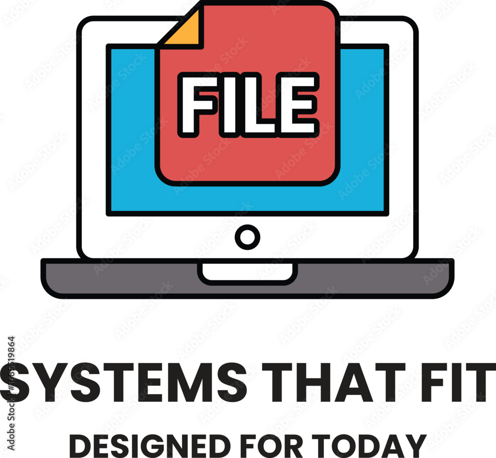 Aufkleber a computer screen with a red and blue file icon