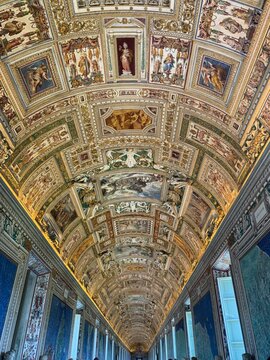 detail of the ceiling of the cathedral in florence italy