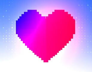Pixelated heart graphic, vibrant colors, gradient, digital, abstract
