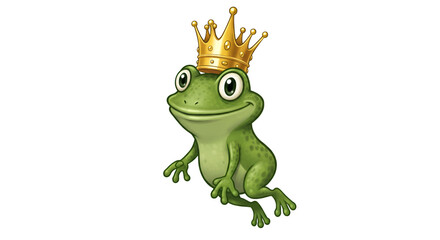 The Royal Frog: A whimsical illustration of a charming frog, adorned with a regal crown, ready to embrace a world of dreams and adventures.
