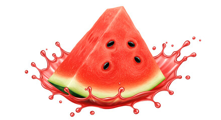 Juicy Watermelon Slice: A vibrant slice of watermelon bursts with freshness, captured in a photorealistic depiction of the sweet, succulent fruit.