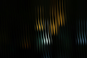 Dark abstract glowing background with golden yellow highlights and vertical striped overlay, futuristic artistic wallpaper design for minimal illumination