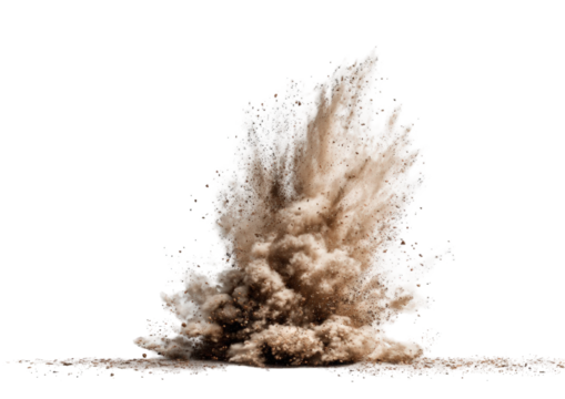 Powerful explosion of tan dust