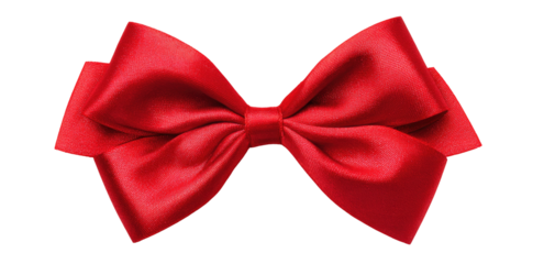 Red satin bow against black background