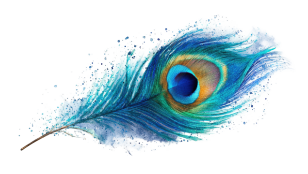 Peacock feather graphic, vibrant colors - Powered by Adobe