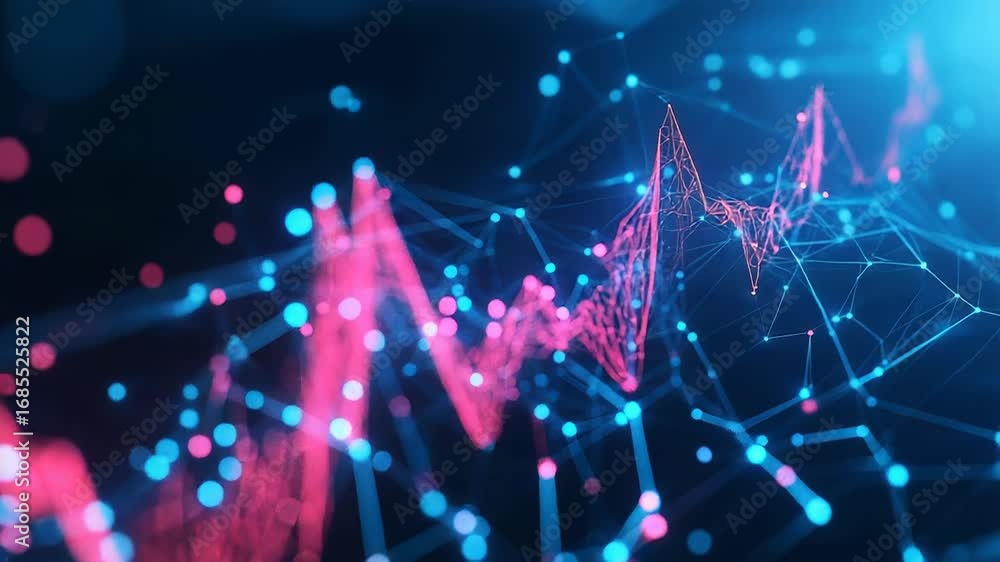 Poster abstract plexus background connecting dots and lines showing a soundwave