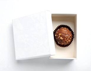 Chocolate truffle in white box