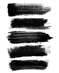 Five dark, textured brushstrokes