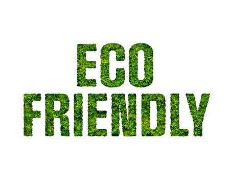  Eco friendly text effect with green leaf texture design
