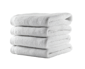 Stack of four white towels (6)