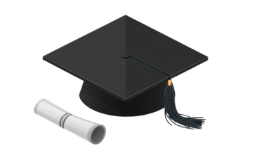 Graduation cap and diploma, isometric style (1)
