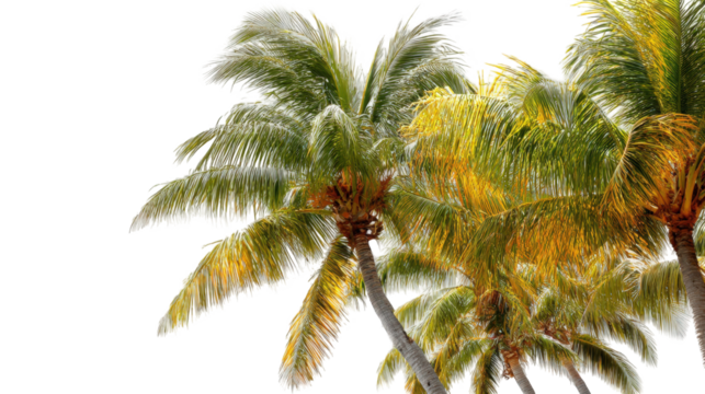 Tropical palm trees swaying in a breeze