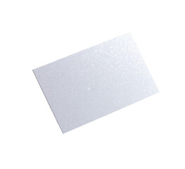 Rectangular, light gray sheet.  Slightly textured surface