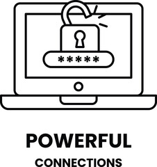 A laptop with a lock on it and the words Powerful Connections written below it
