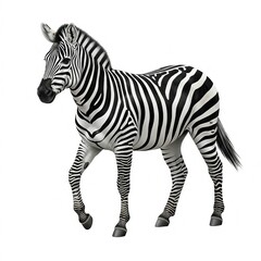 Obraz premium A full body shot of a zebra walking, isolated on white background