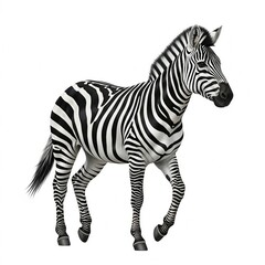 Fototapeta premium A full body shot of a zebra walking, isolated on white background