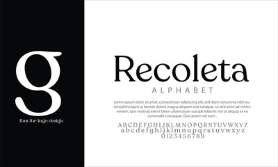 Recoleta Regular vector alphabet font for logo design © Shihab