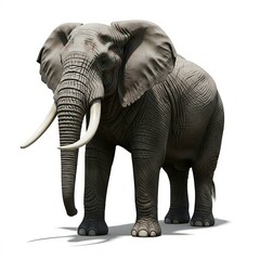 Fototapeta premium A full body shot of an elephant standing, isolated on white background