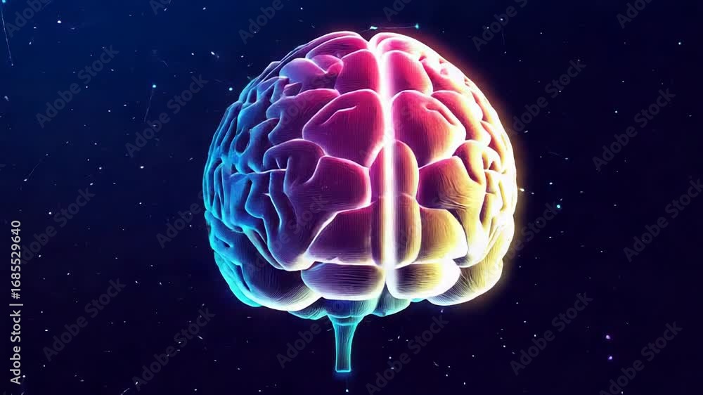 Poster human brain creating neural connections and processing data