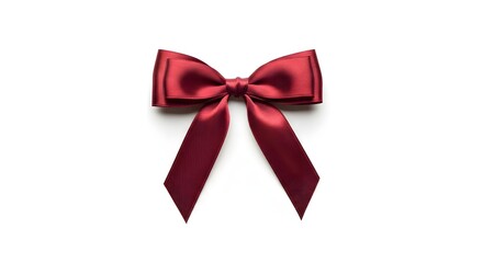Fototapeta premium Elegant Red Satin Bow with Long Tails, Perfectly Tied on a White Background, Ideal for Gift Wrapping, Decorations, Celebrations, and Festive Occasions with a Classic Touch