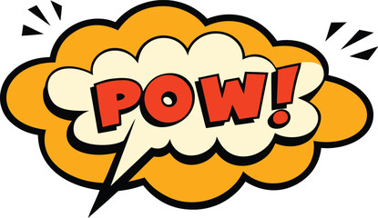 Cartoon Comic Book Explosion with POW Sound Effect and Speech Bubble