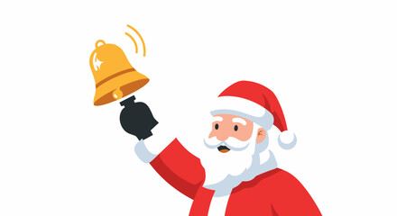 Jolly Santa Claus Ringing a Golden Bell.