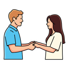 Man and woman holding hands in profile view illustration couple relationship