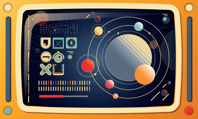 Set of Retrofuturism Modern User Interface Elements. Sci Fi HUD. Template for social media. Vector Illustration EPS10
