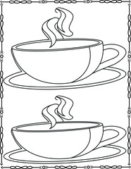 Cup Coloring Page – Printable Coffee and Tea Cup Illustration for Kids
