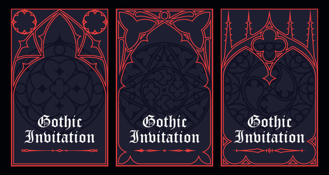Gothic style invitation with ancient vintage elements. Sacred geometry border and frame. Vector illustration. EPS 10	