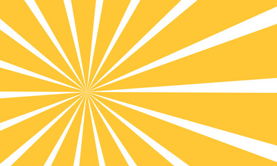 Yellow sunlight background. Perspective backdrop. Sunburst comic style