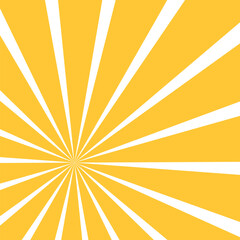 Yellow sunlight background. Perspective backdrop. Sunburst comic style