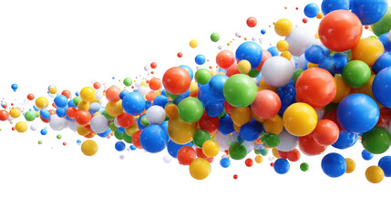 Colorful spheres stream across a black background