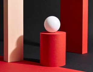 Abstract Composition with Geometric Shapes and Sphere