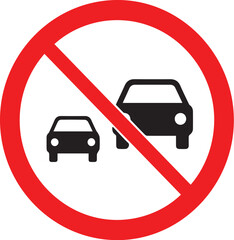 Bold prohibition sign for do not overtake with graphic elements