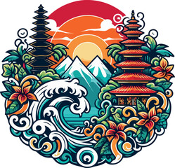 Bali indonesia logo vector white background .