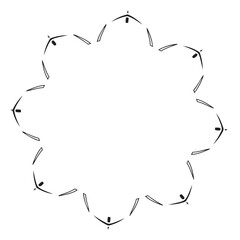 Abstract Black Line Art Floral Mandala Design.