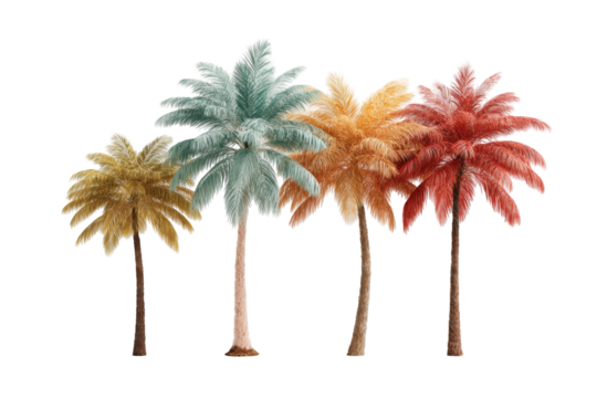 Colorful palm trees against black - Powered by Adobe