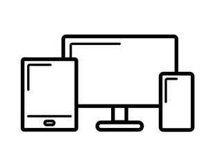 パソコンとスマホとタブレットのアイコン　モノクロ　素材　イラスト