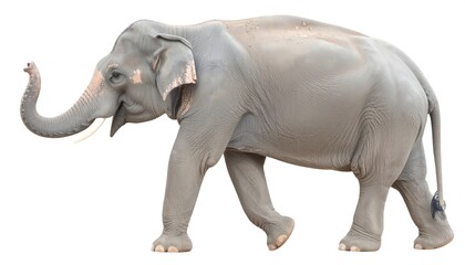 Obraz premium Side view of a gray elephant walking