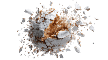 Powdered confectionery exploding, top-down view