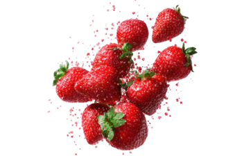 Fresh strawberries in a dynamic splash