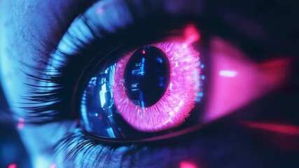 Futuristic bionic eye scanning data with digital interface - Powered by Adobe